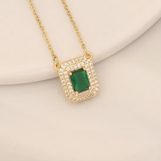 White and Green Stone Pendant Chain
