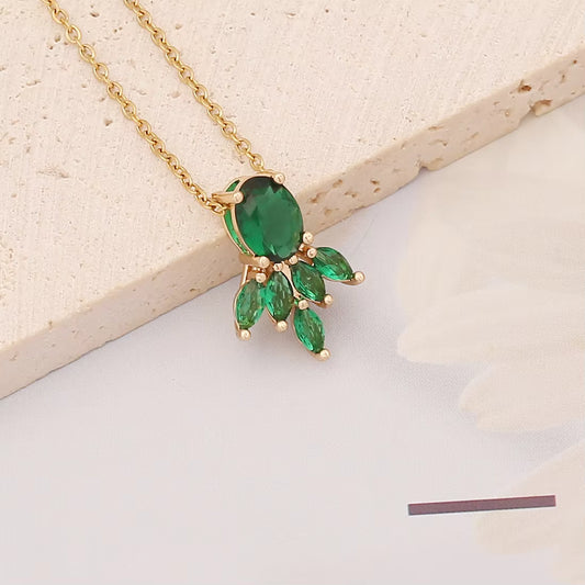 Emerald Drop Pendant Chain