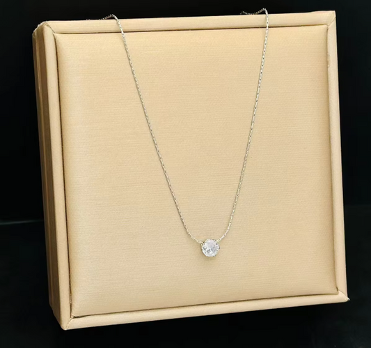 Silver Dainty Diamond Pendant Chain