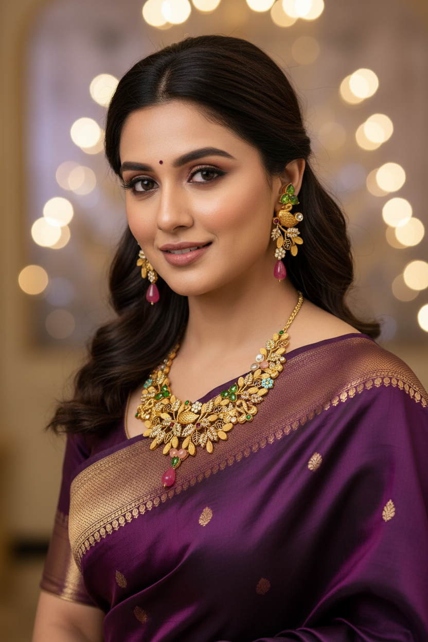Swan Gold Plated Necklace Set with Earrings