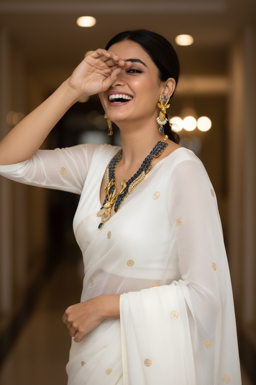 Blue Zircon Gold Plated Deer Necklace Set with Earrings
