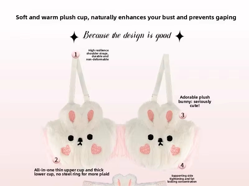 Plush Bunny-Inspired Fuzzy Bra Top