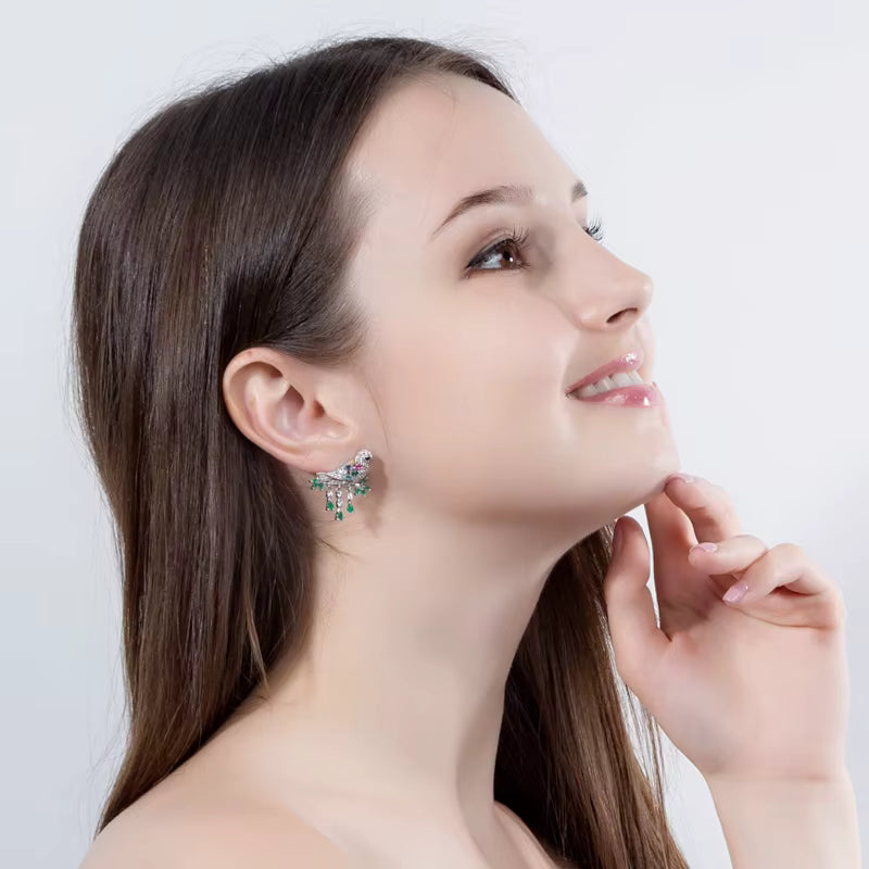 Luxe Green Zirconia Bird Jewelry Set