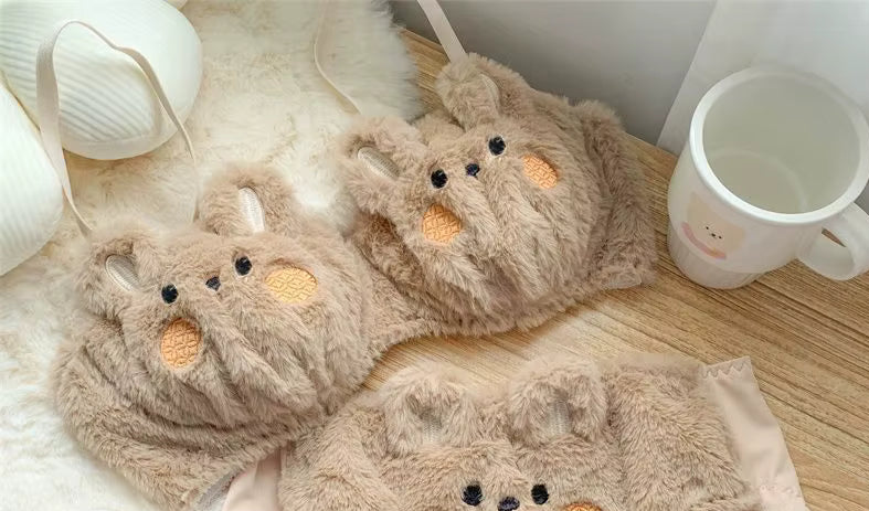 Plush Bunny-Inspired Fuzzy Bra Top