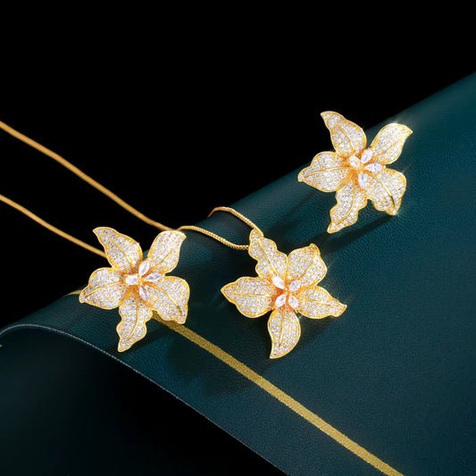 Radiant CZ Floral Luxe Jewelry Set