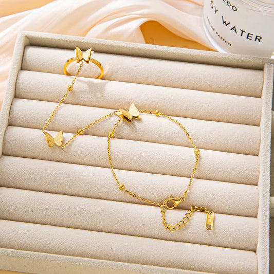 Butterfly Charm Ring Bracelet