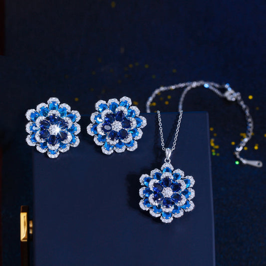 Luxe 3D Blue Zirconia Luxe Flower Set