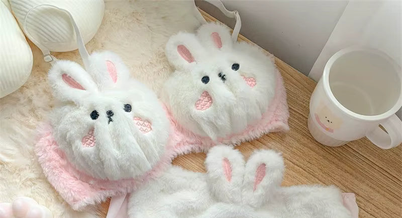 Plush Bunny-Inspired Fuzzy Bra Top