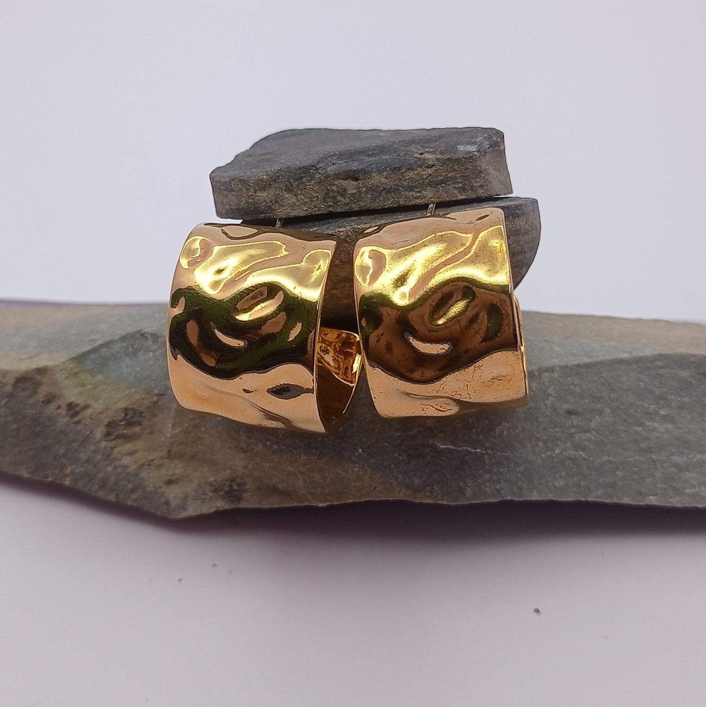 Sleek Flat Plain Gold Hoop Earring