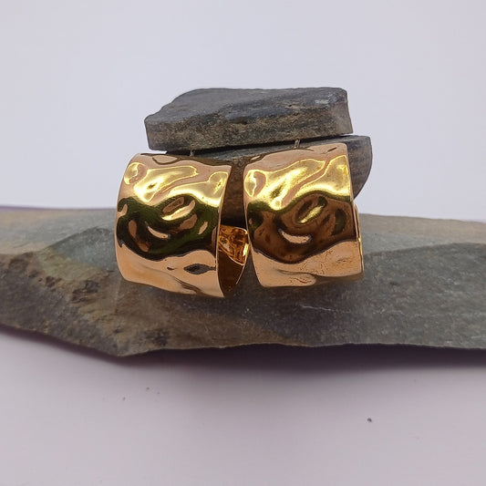 Sleek Flat Plain Gold Hoop Earring