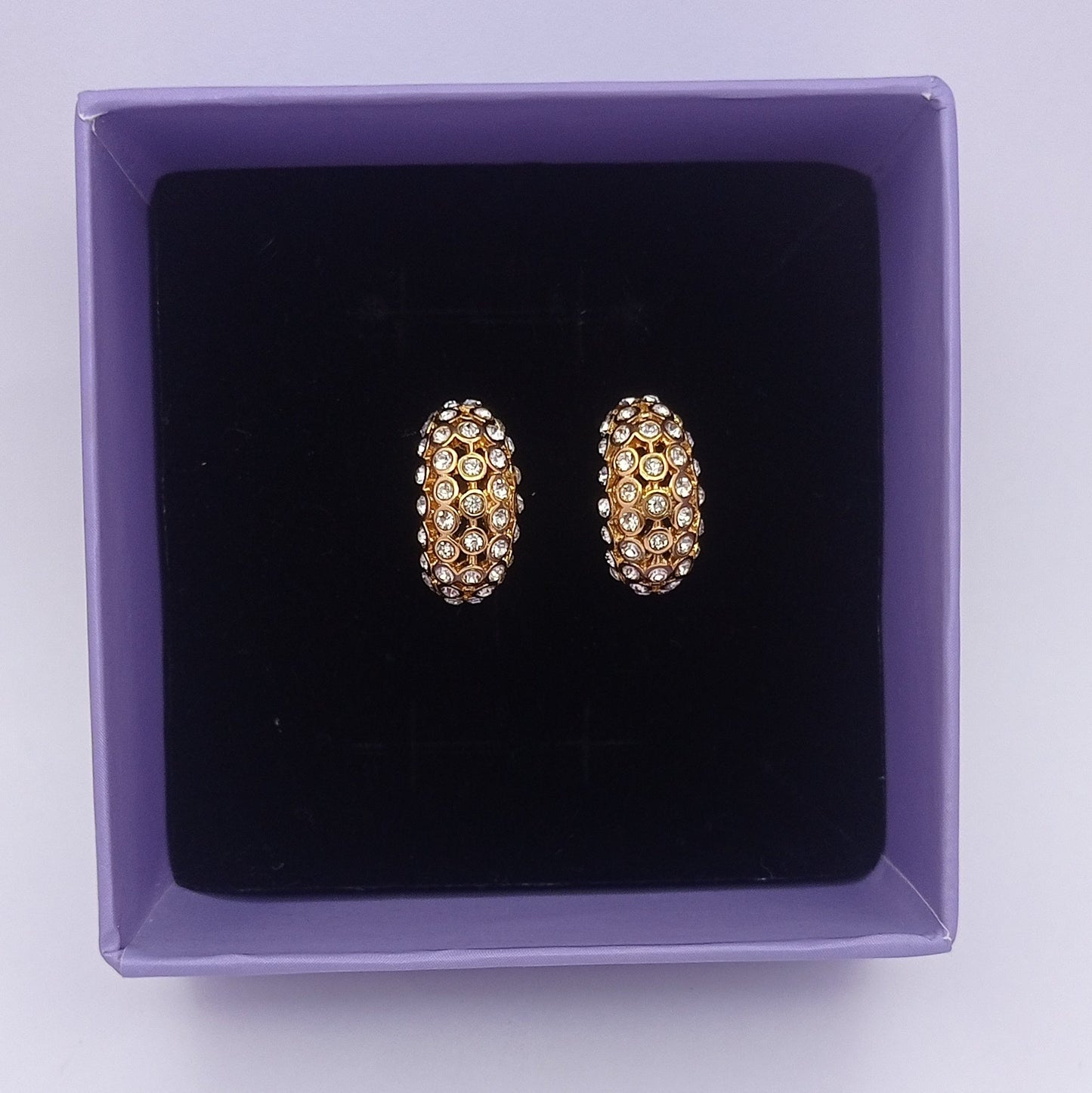 Stone and Gold Medium Hoop Earring