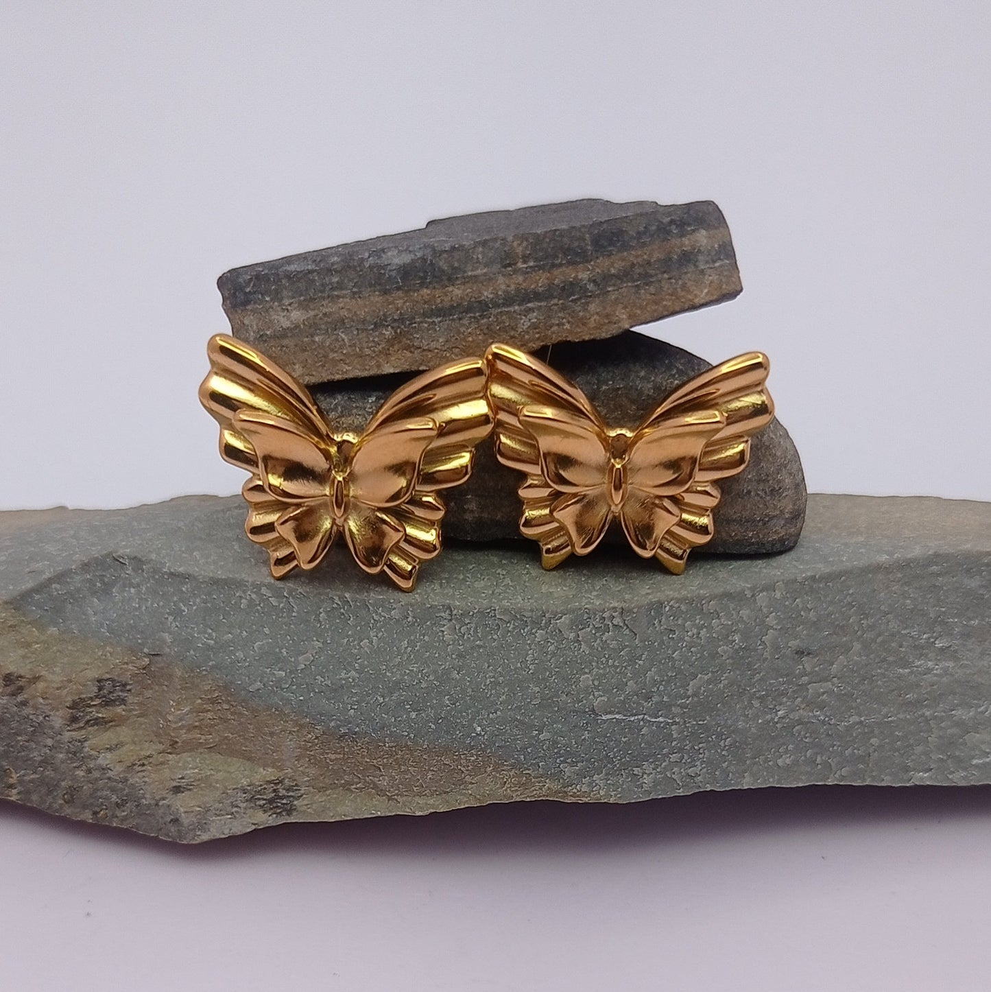 Two Layer Plain Gold Butterfly Earring