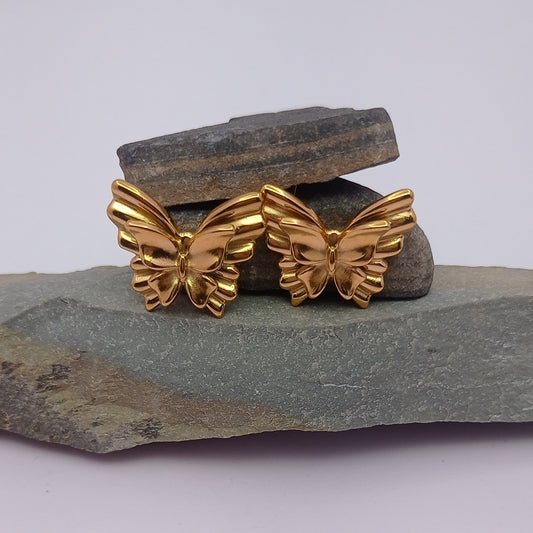 Two Layer Plain Gold Butterfly Earring