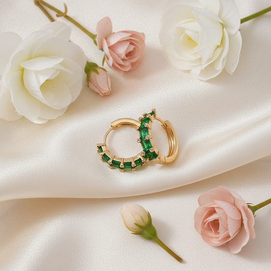 Green Stone Ring Earring