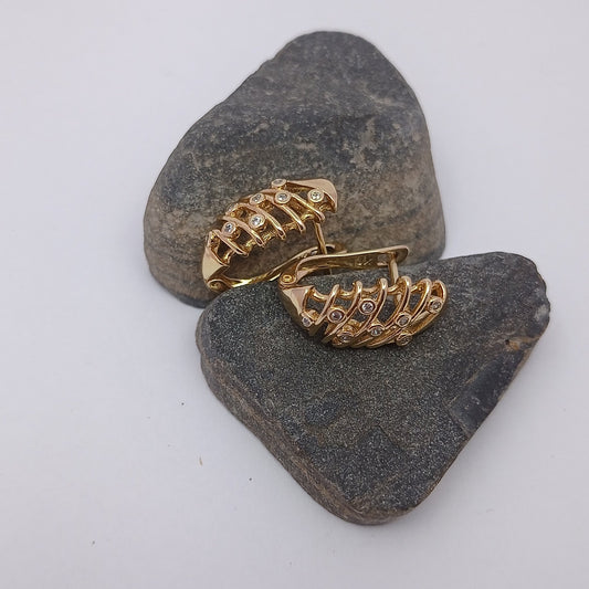 Zig Zag Hoop with Stones Earring