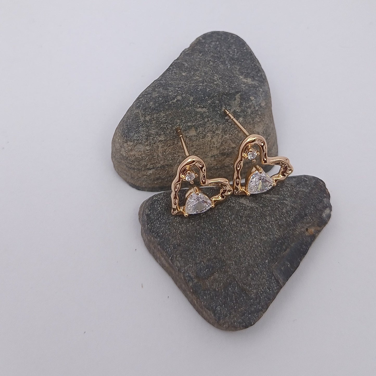 Heart Stone Inside Heart Earring