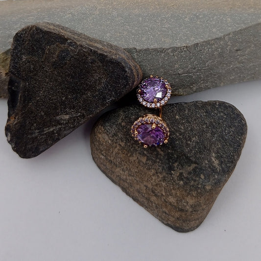 Purple Stoned Stud Earring
