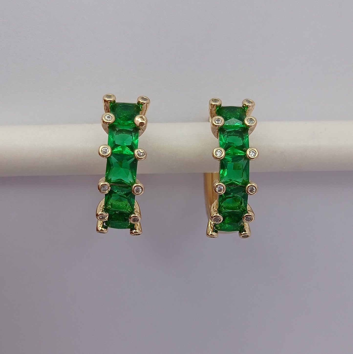 Green Stone Ring Earring
