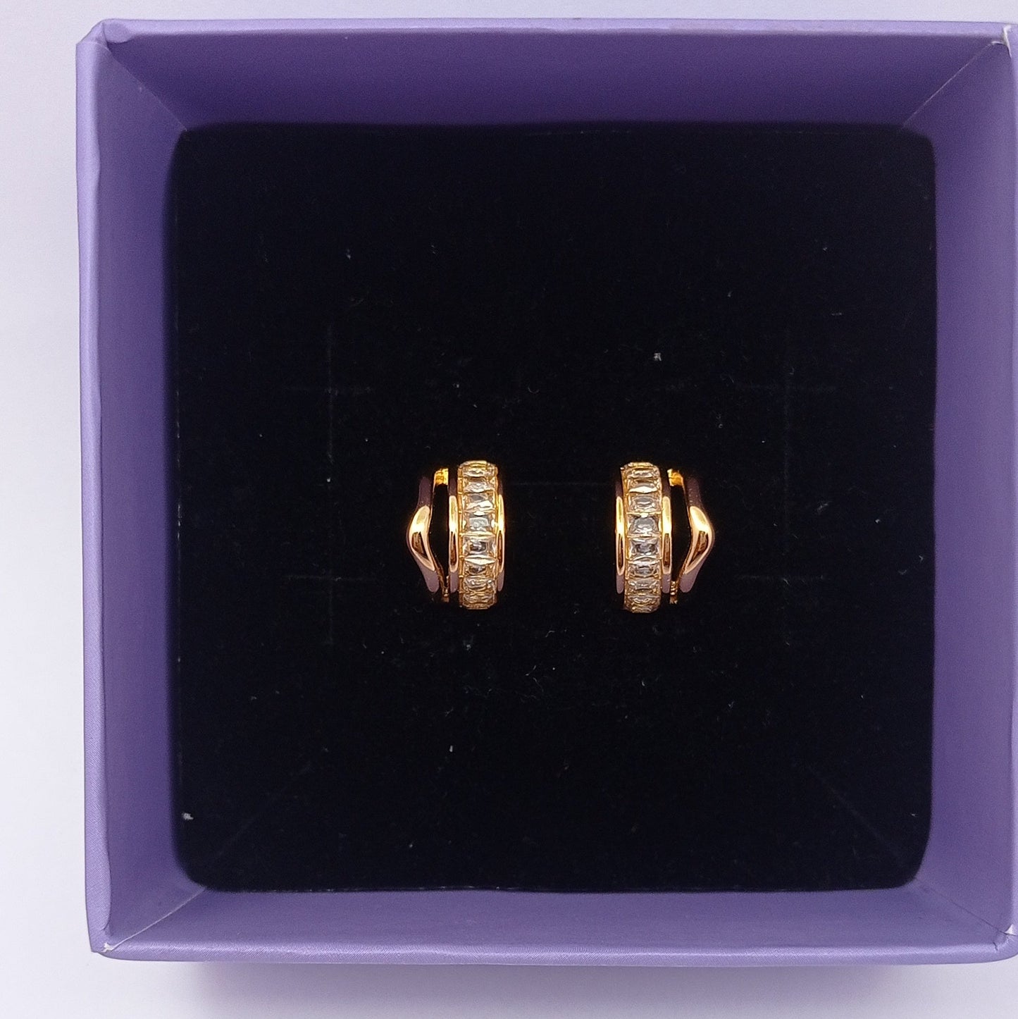 White Rectangle Diamond Hoop Earring