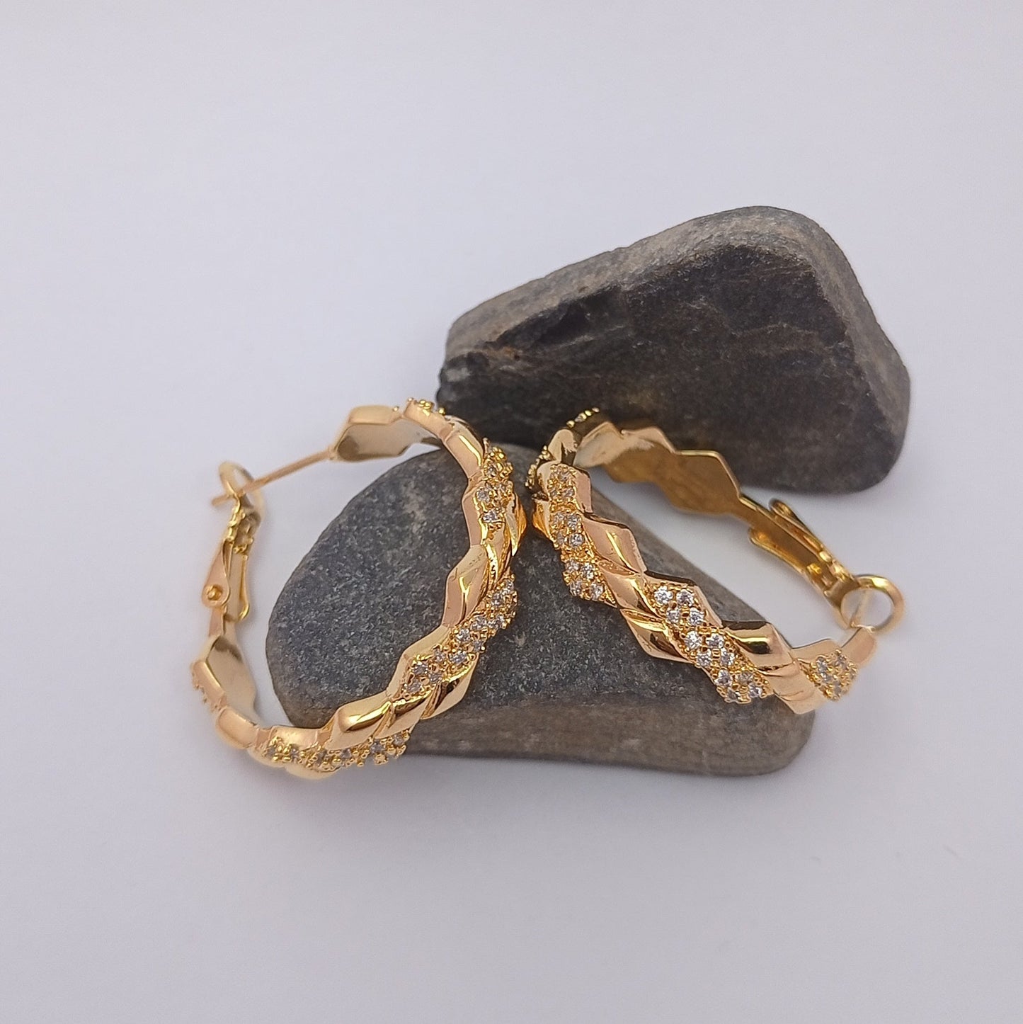 Big Stone Hoop Earring