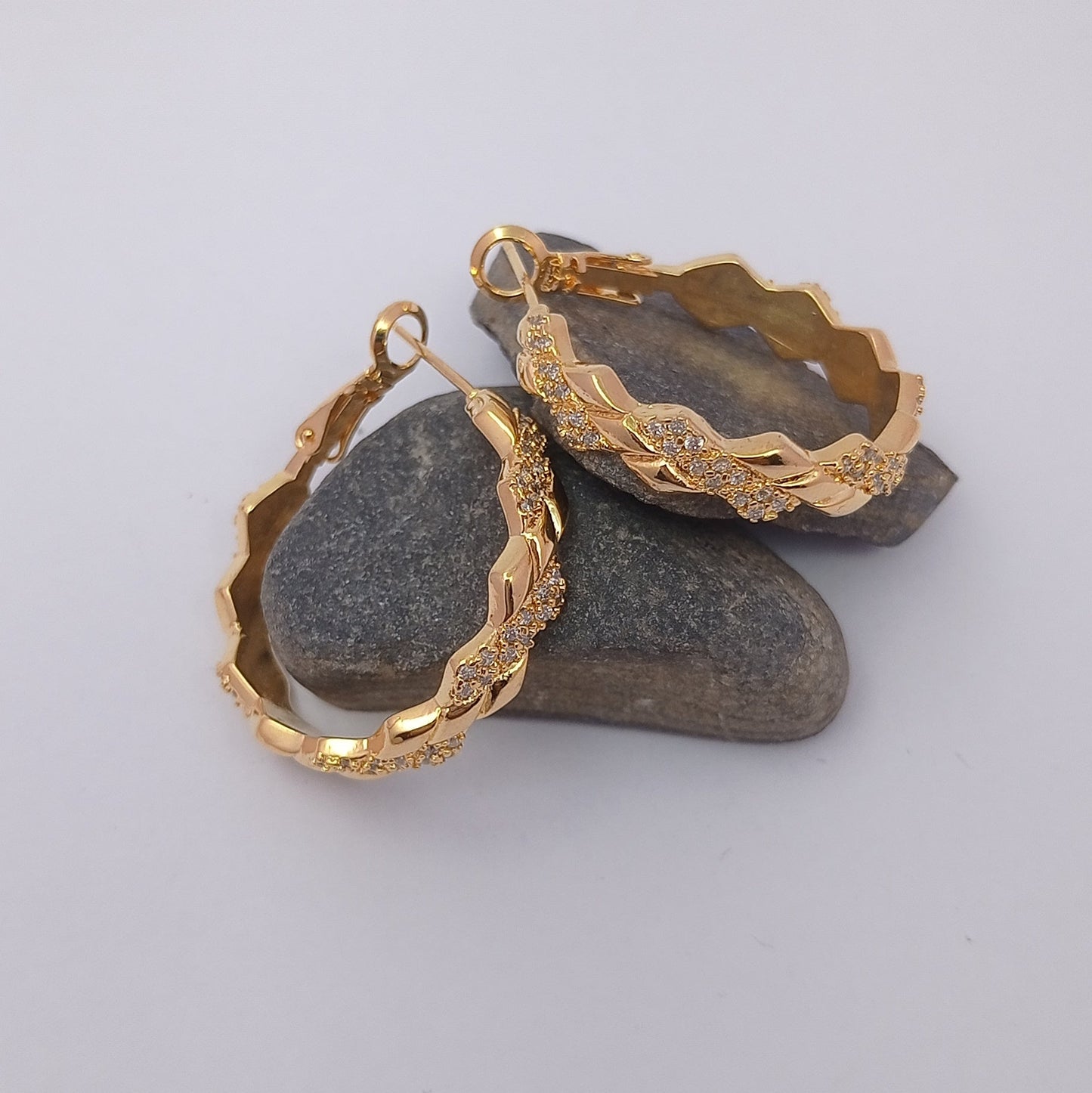 Big Stone Hoop Earring