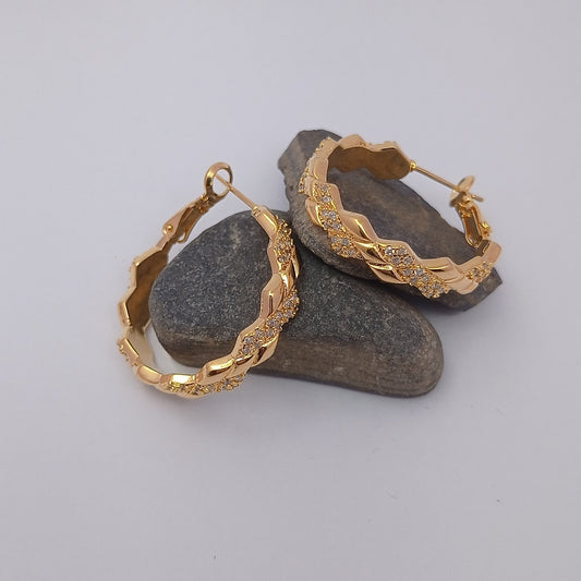 Big Stone Hoop Earring