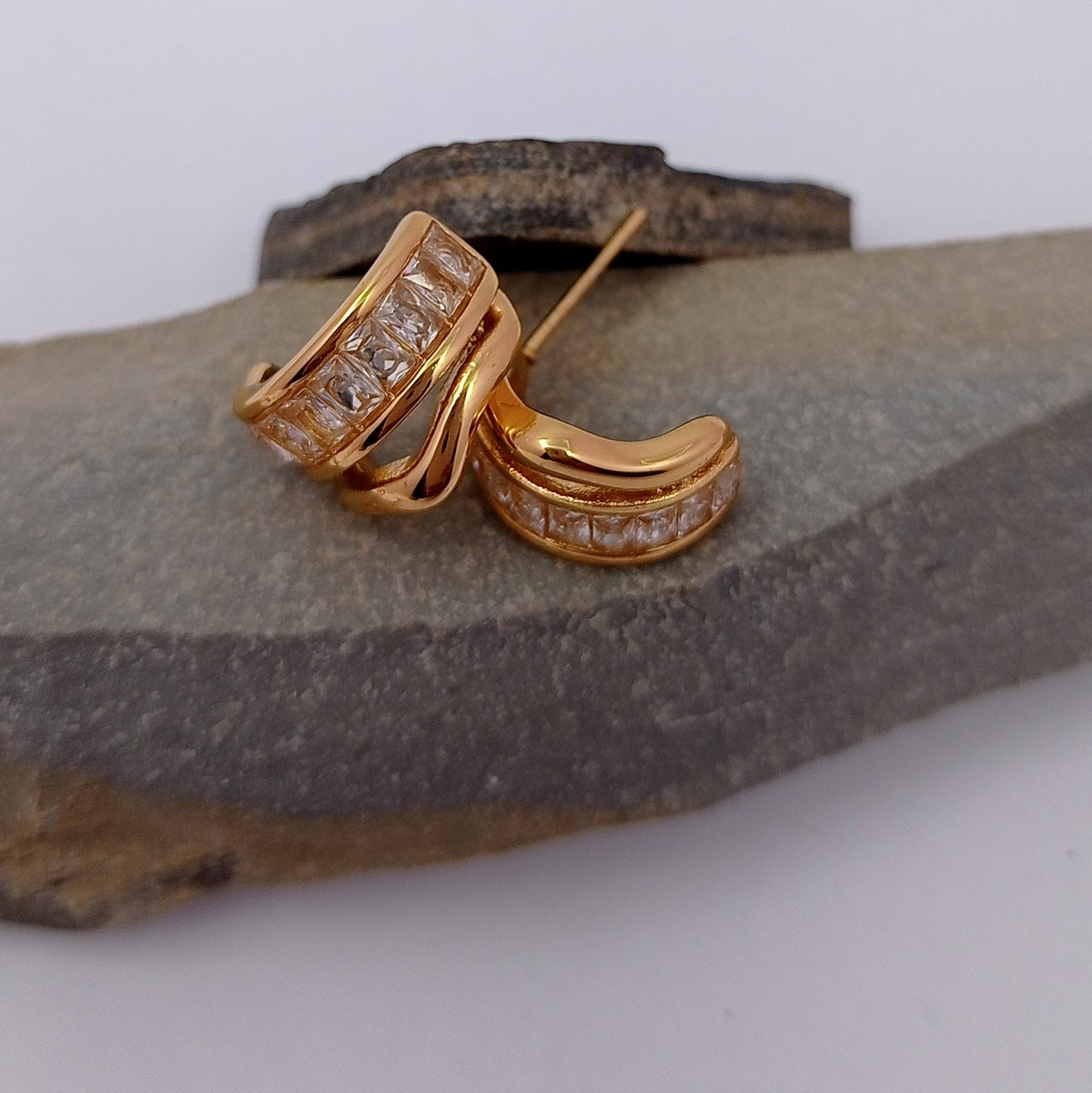 White Rectangle Diamond Hoop Earring