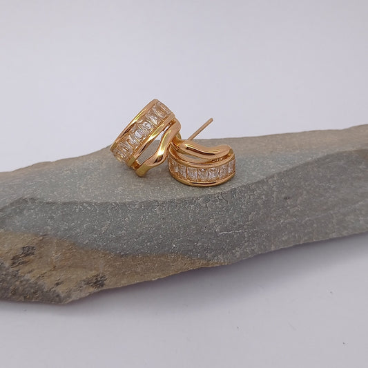 White Rectangle Diamond Hoop Earring