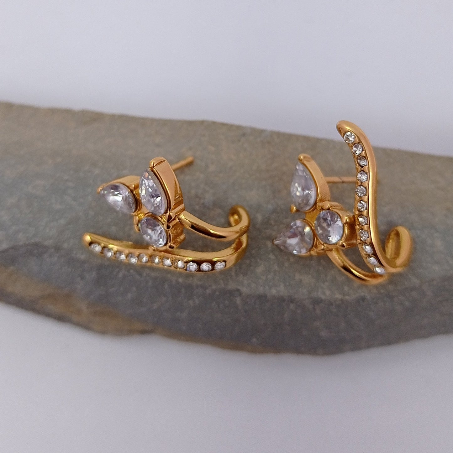 Three Petal Flower Hoop Earring