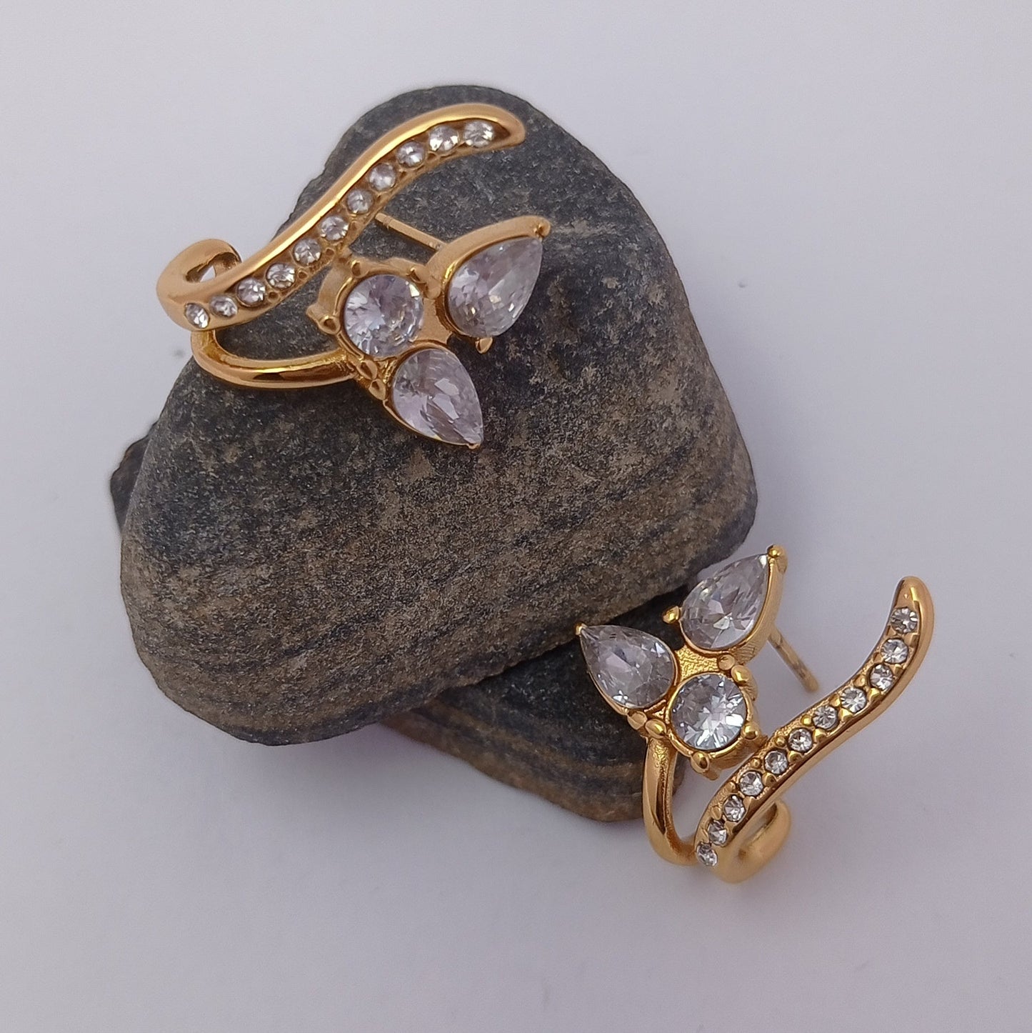 Three Petal Flower Hoop Earring