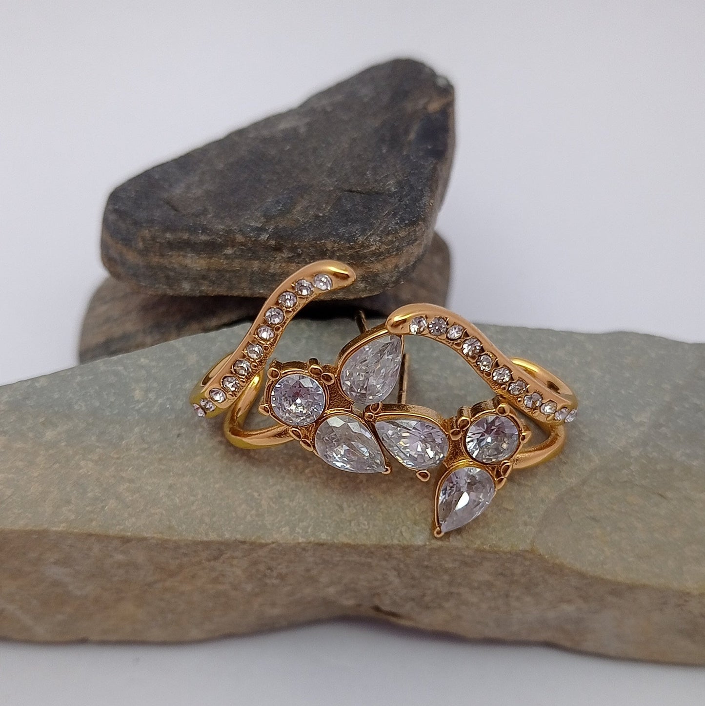 Three Petal Flower Hoop Earring