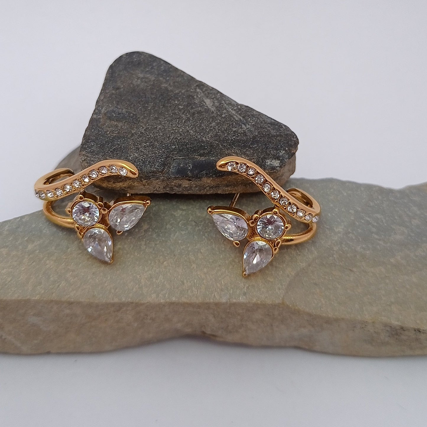 Three Petal Flower Hoop Earring