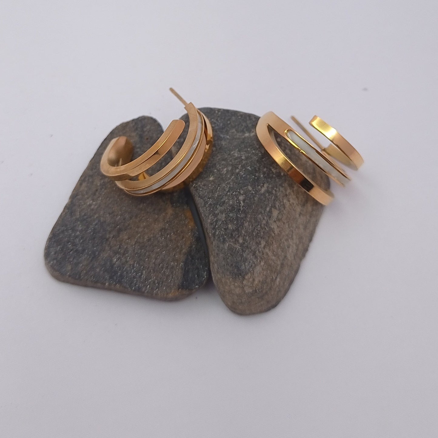 White Enamel 3 Layer Hoop Earring