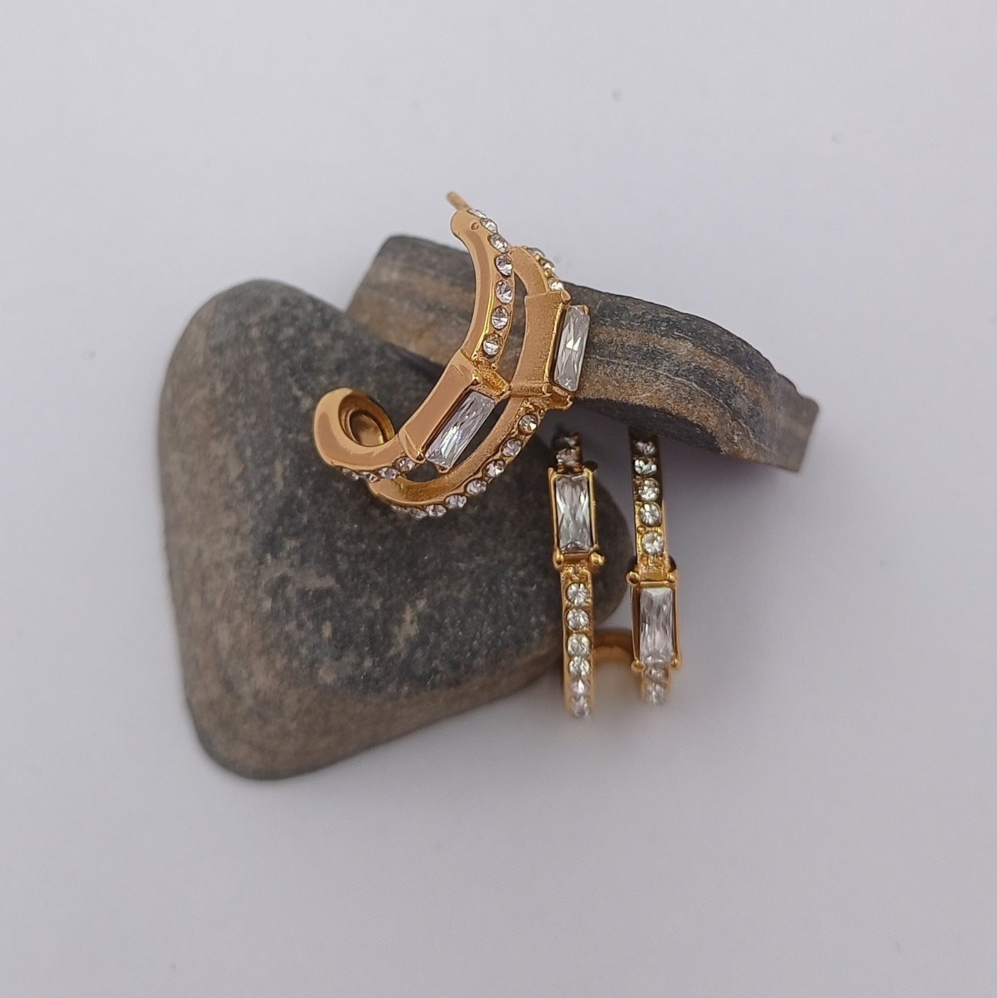 Two Layer Diamond Ring Earring