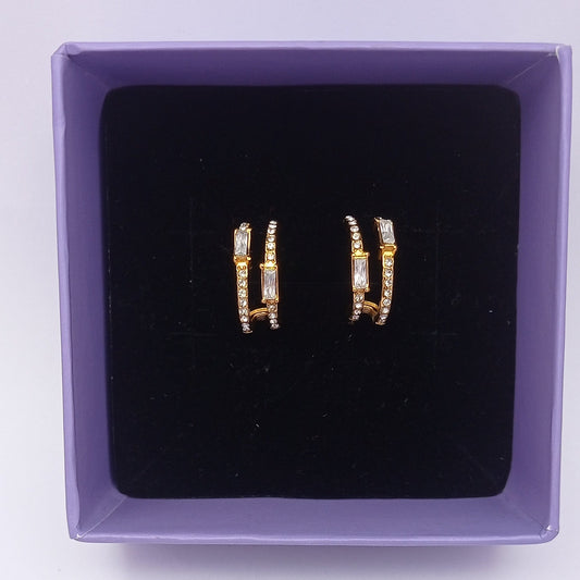 Two Layer Diamond Ring Earring