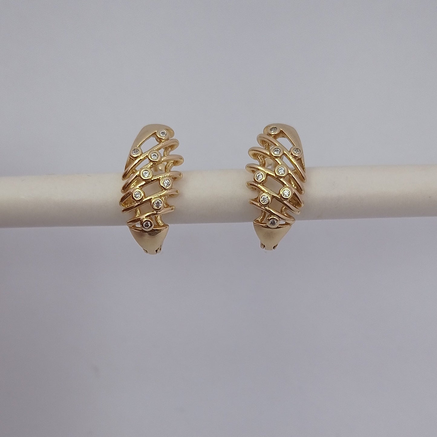 Zig Zag Hoop with Stones Earring