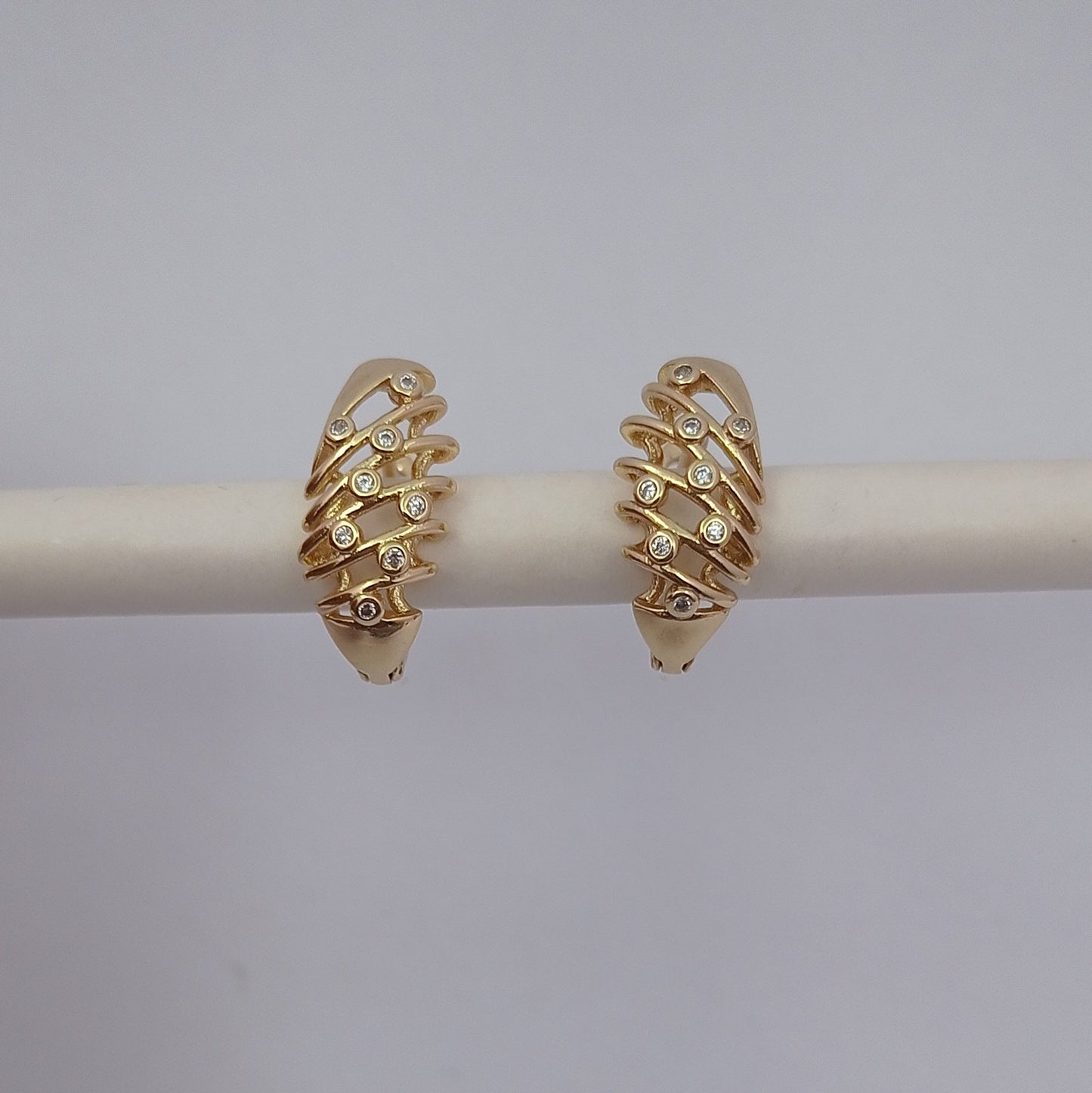 Zig Zag Hoop with Stones Earring