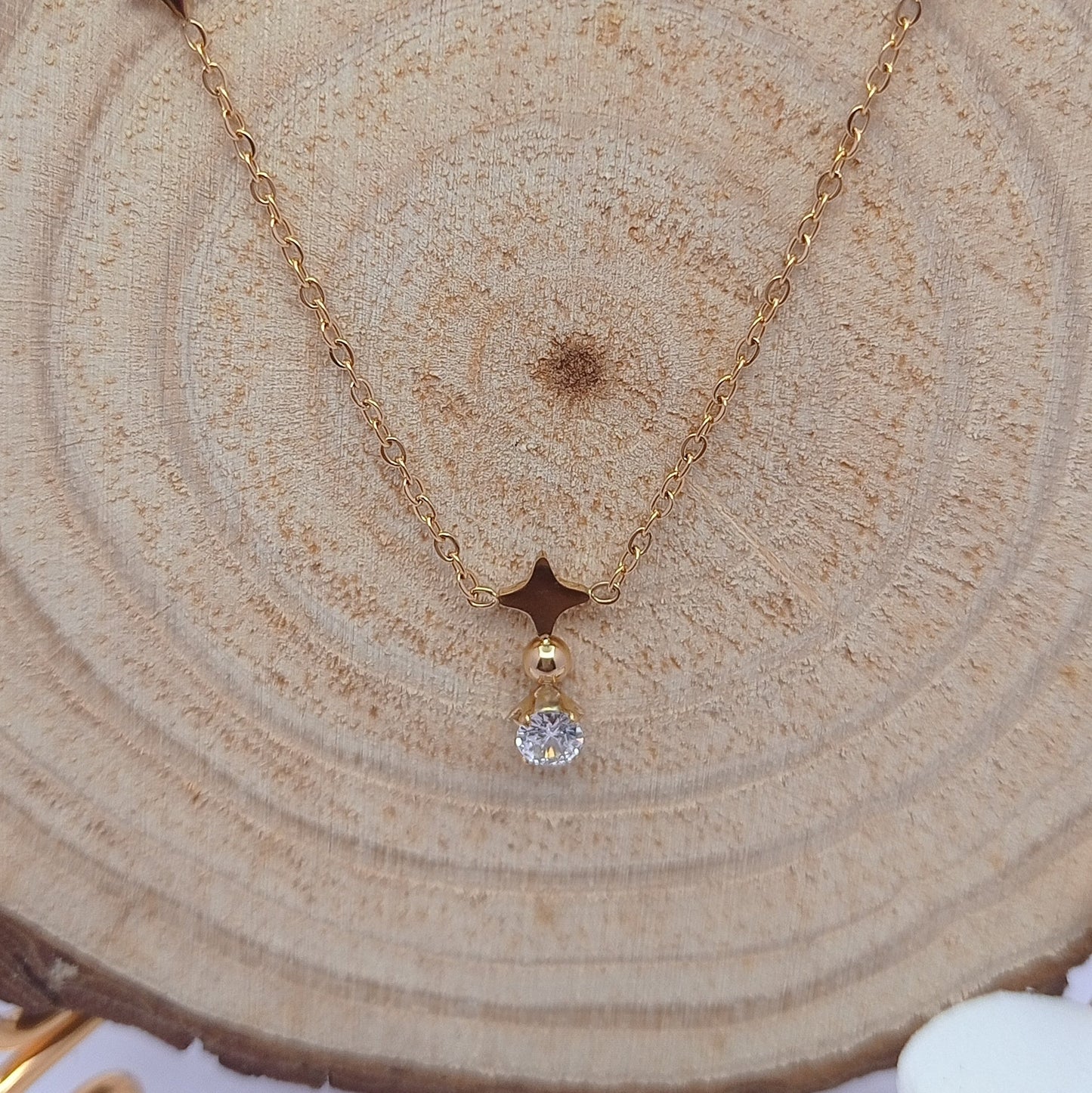 Star White Stone Pendant Chain