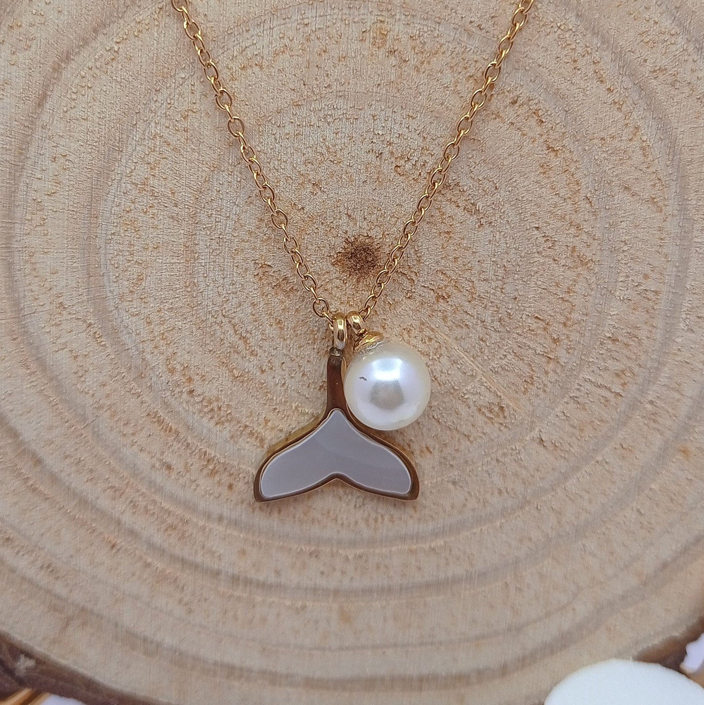 Fish Tail Pearl Charm Chain