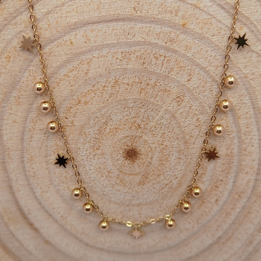 Star and Gold Ball Charm Chain