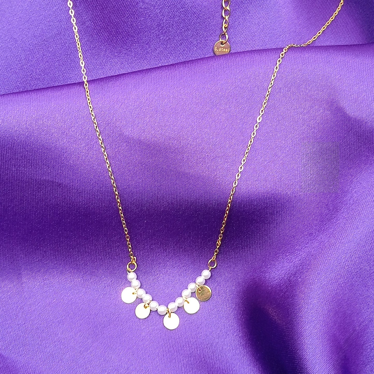 Pearl and Circle Charm Chain