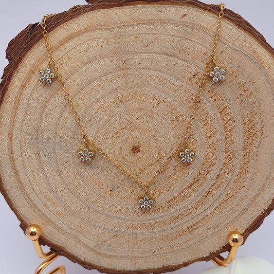 Five Petal Flower Diamond Chain