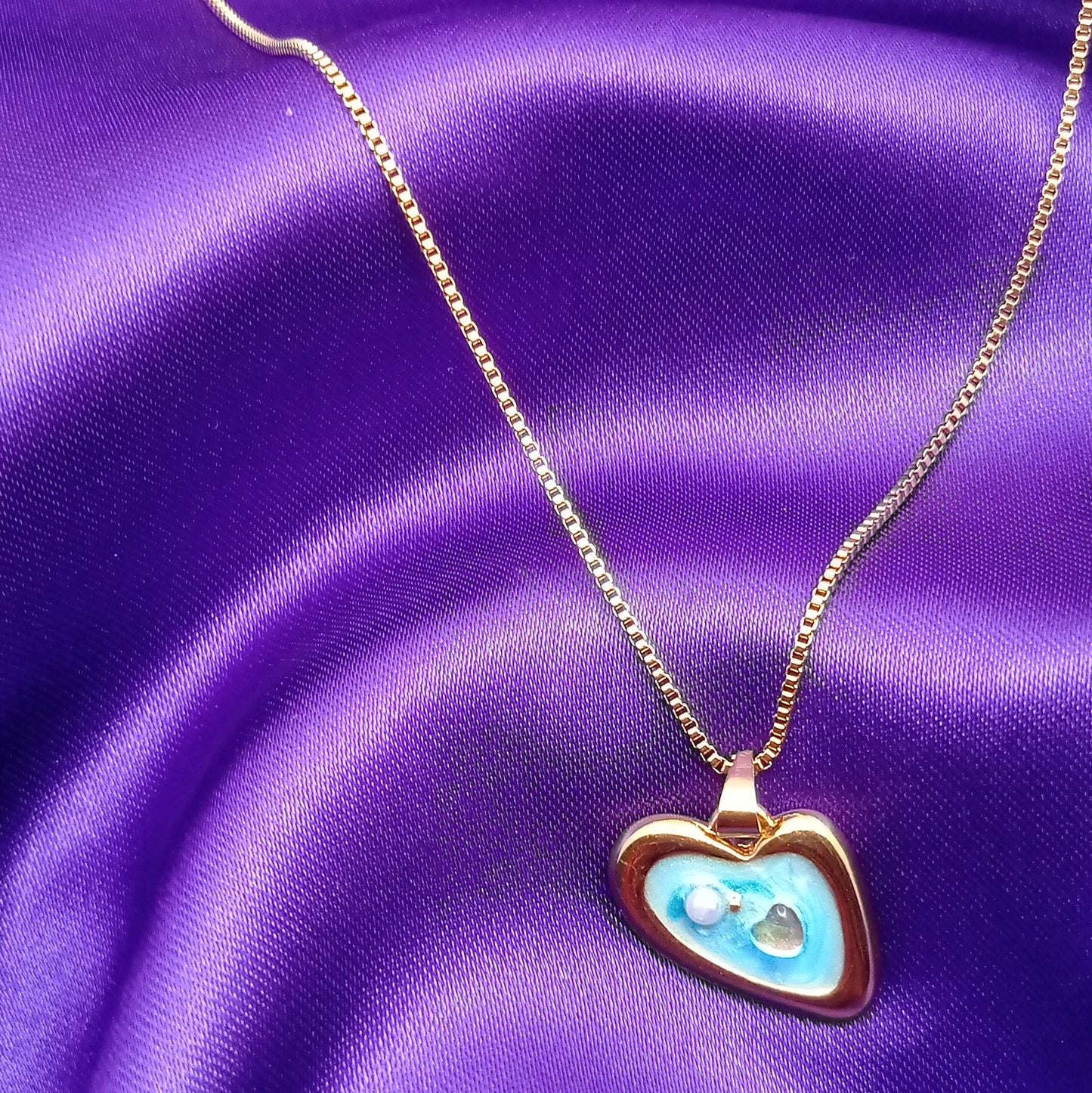 Enamel Blue Heart Chain