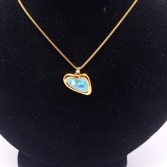 Enamel Blue Heart Chain