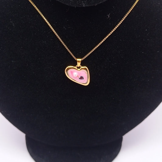 Enamel Pink Heart Chain