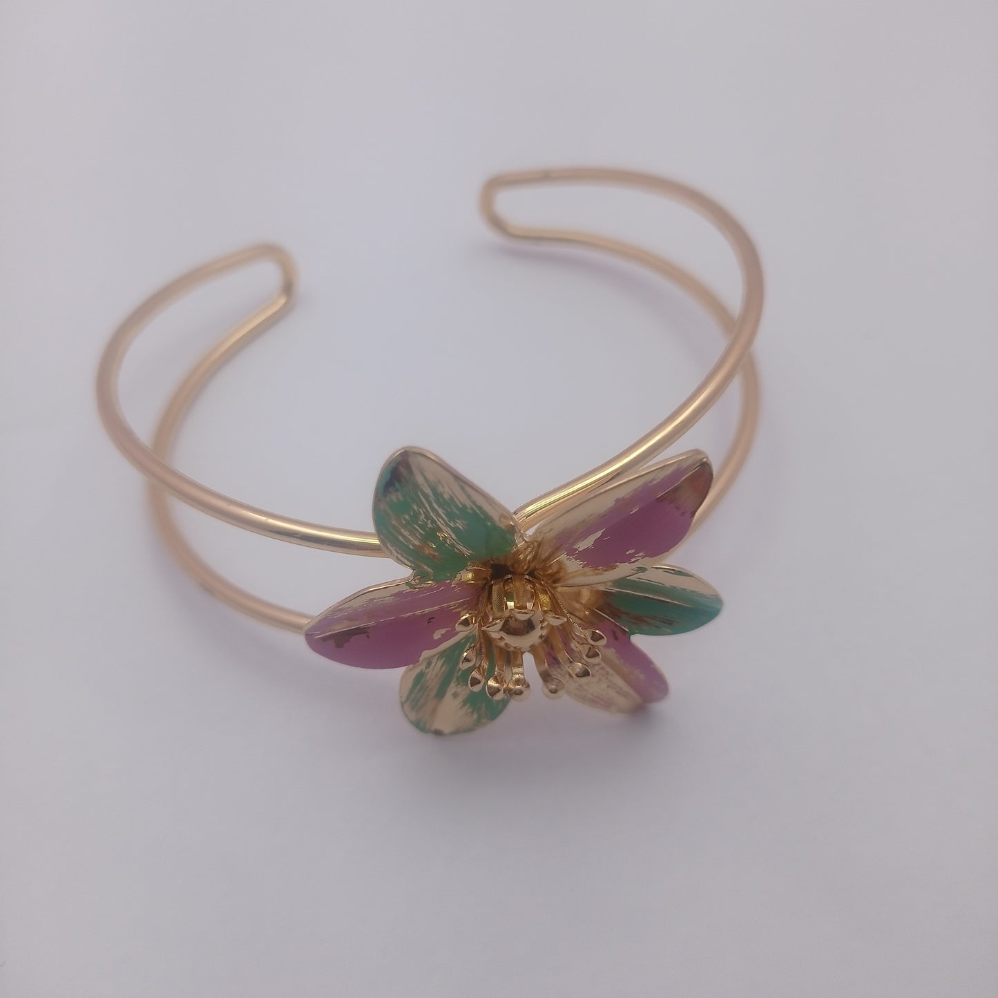 Island Flower Bangle – Island Flower Gold-Plated Open Cuff Bangle