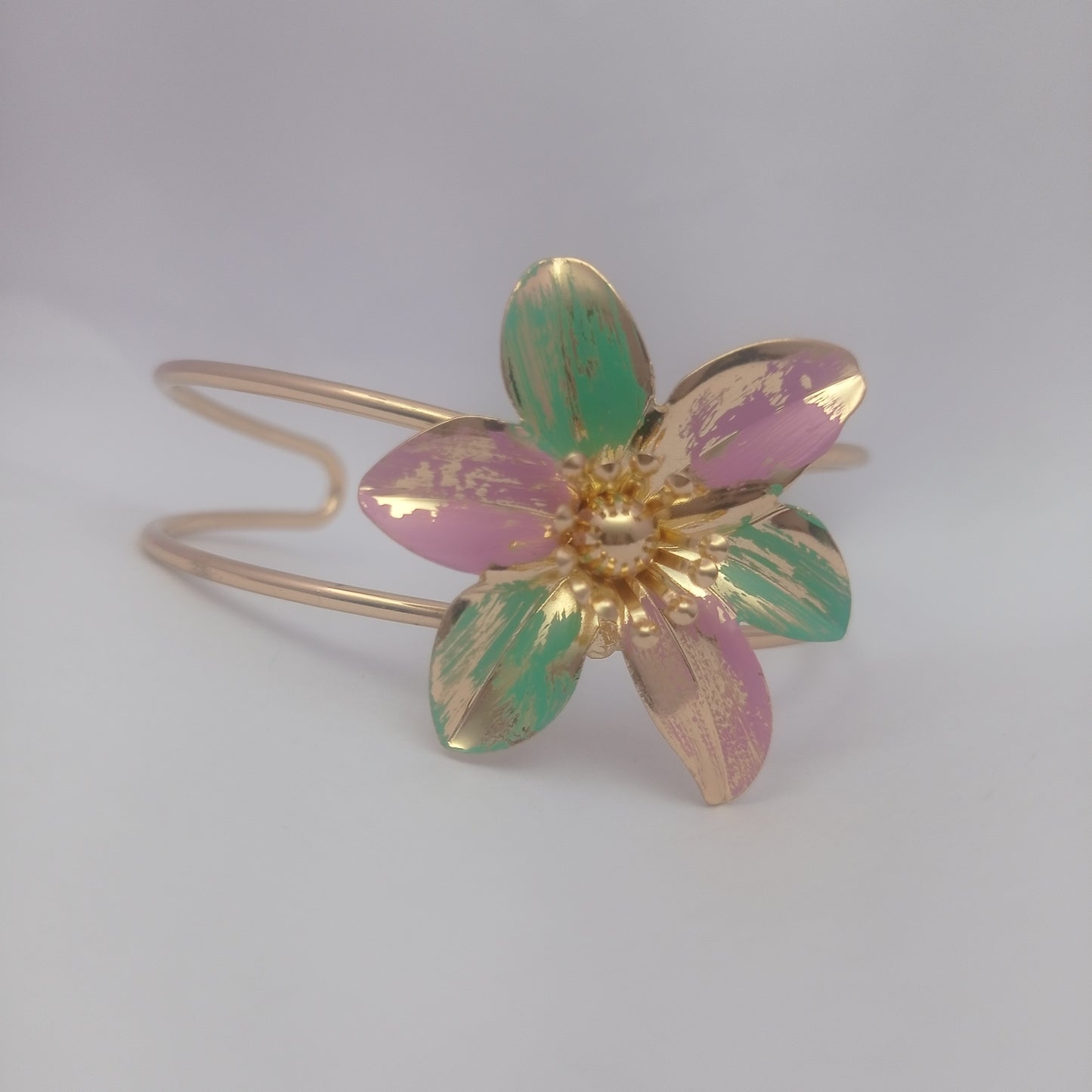 Island Flower Bangle – Island Flower Gold-Plated Open Cuff Bangle