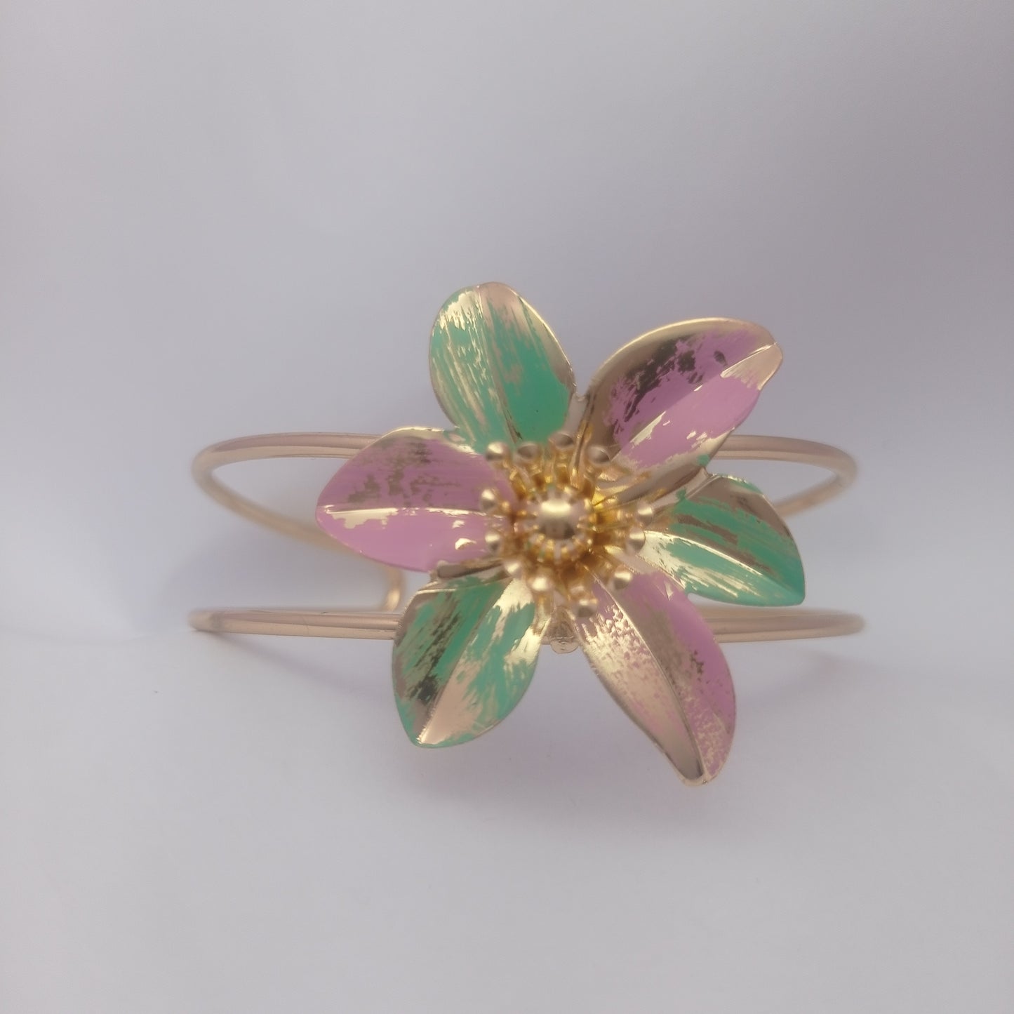 Island Flower Bangle – Island Flower Gold-Plated Open Cuff Bangle