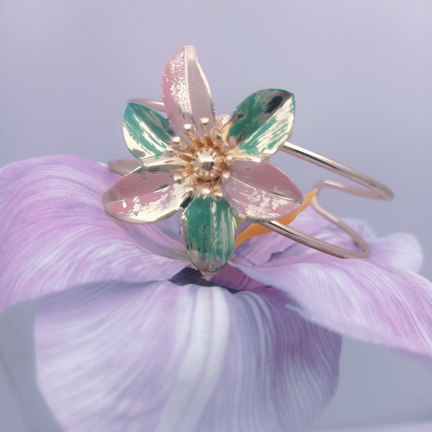 Island Flower Bangle – Island Flower Gold-Plated Open Cuff Bangle