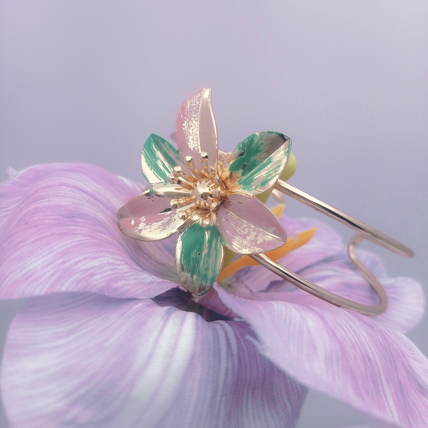 Island Flower Bangle – Island Flower Gold-Plated Open Cuff Bangle